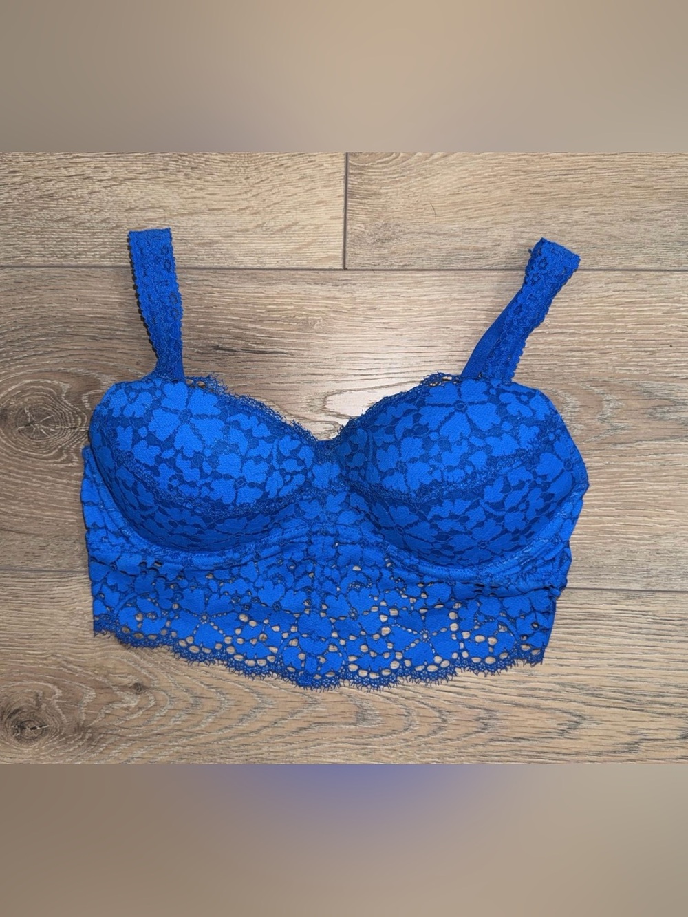PINK Victoria’s Secret Blue Lace Bustier Corset Top Small